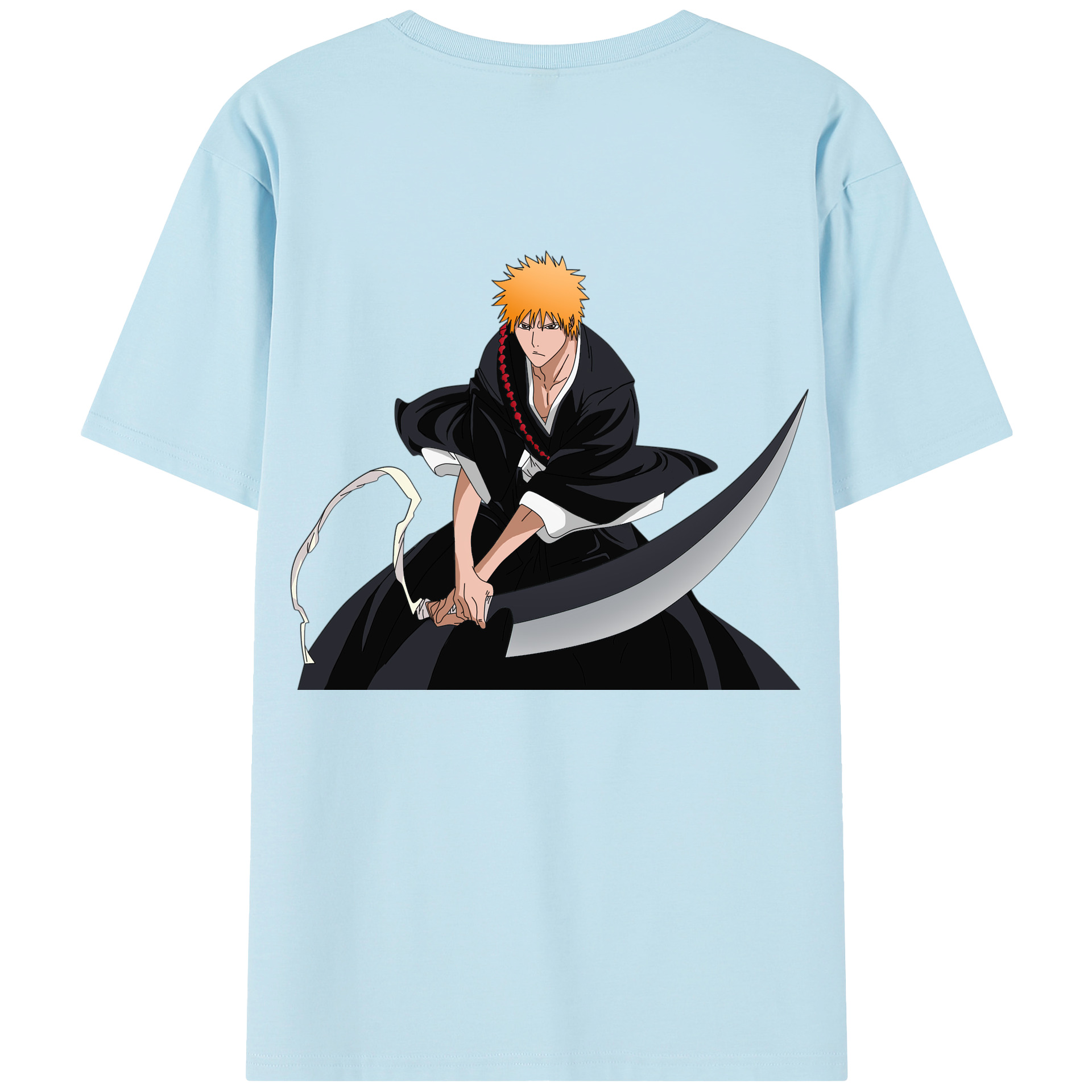 （画像用） ブリーチ 黒崎一護（くろさき いちご）BLEACH Kurosaki Ichigo 綿100％半袖Tシャツ（背面プリント）